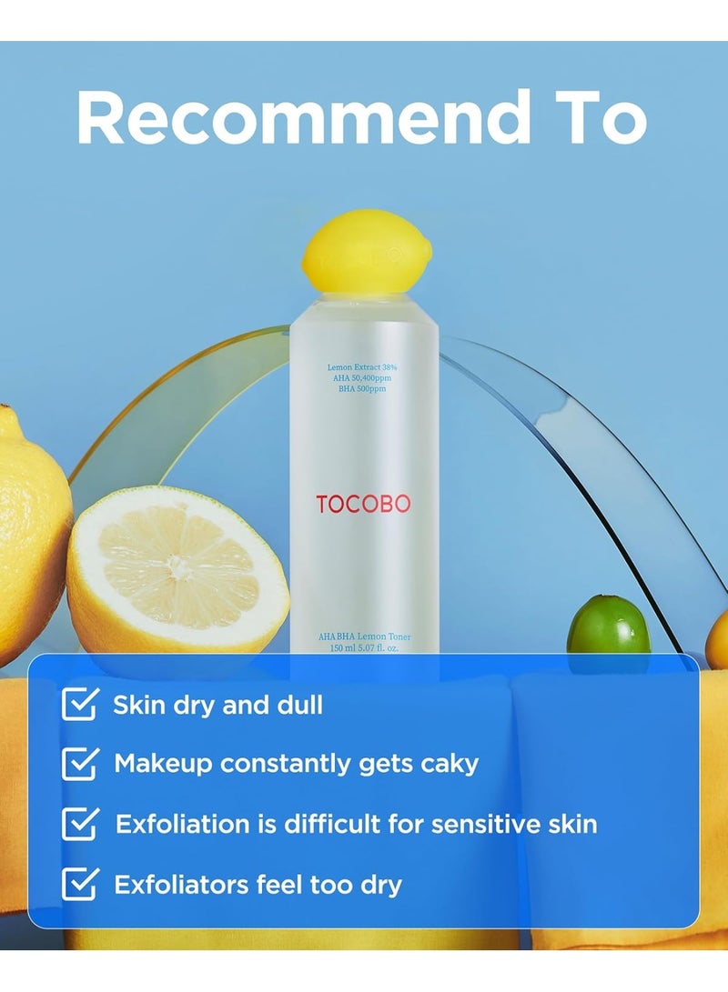 Tocobo AHA BHA Lemon Facial Toner (150ml) – Exfoliating, Brightening & Calming Vegan Toner - Image 2