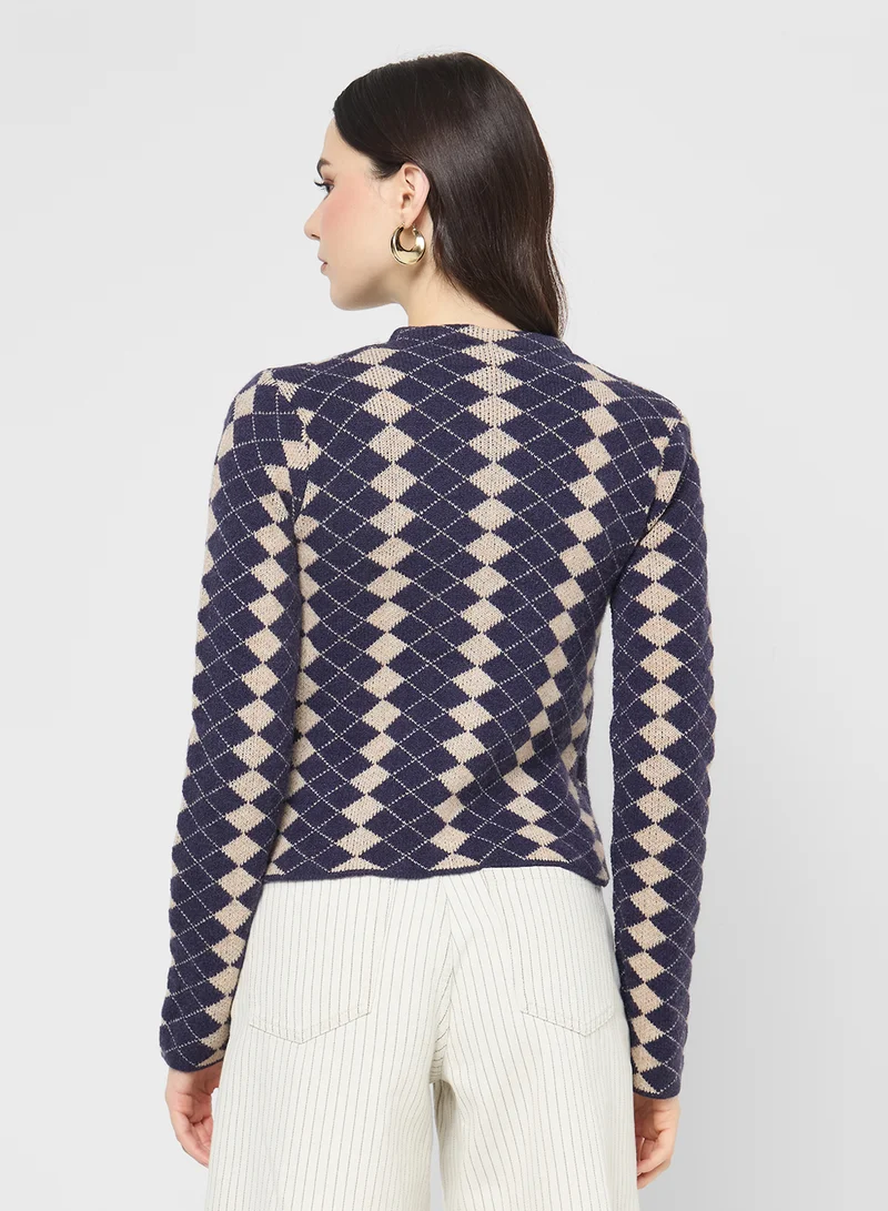 جينجر Knitted Acrylic Cardigan