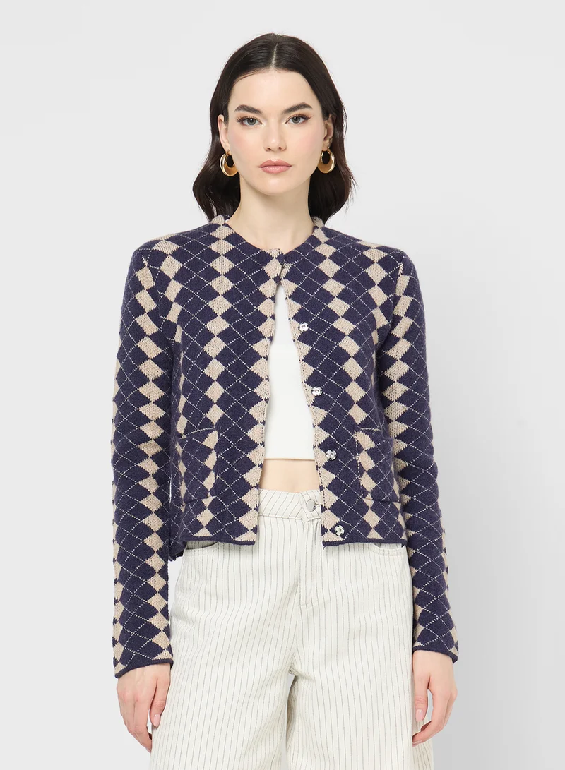 جينجر Knitted Acrylic Cardigan