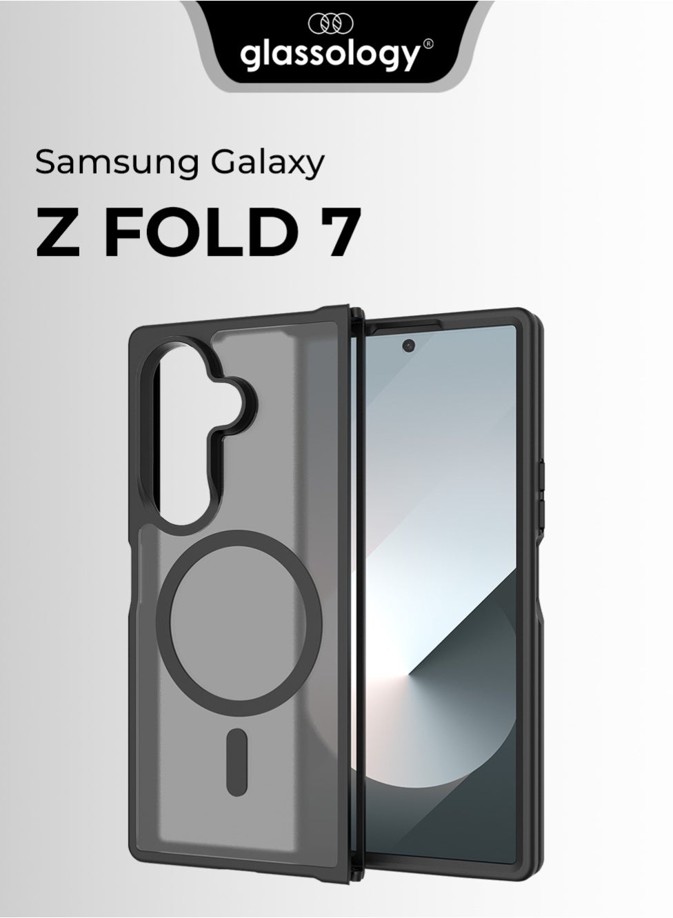Glassology Samsung Galaxy Z Fold7 Silicone Black Clear Case , Anti-Yellowing, Slim & Shockproof, Hinge Protection, Wireless Charging Friendly, Anti-Fingerprint, Scratch-Resistant.