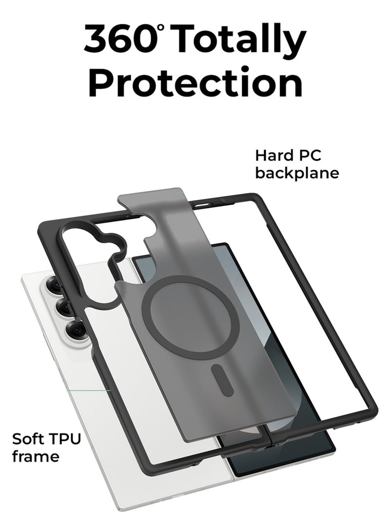 Glassology Samsung Galaxy Z Fold7 Silicone Black Clear Case , Anti-Yellowing, Slim & Shockproof, Hinge Protection, Wireless Charging Friendly, Anti-Fingerprint, Scratch-Resistant. - Image 5