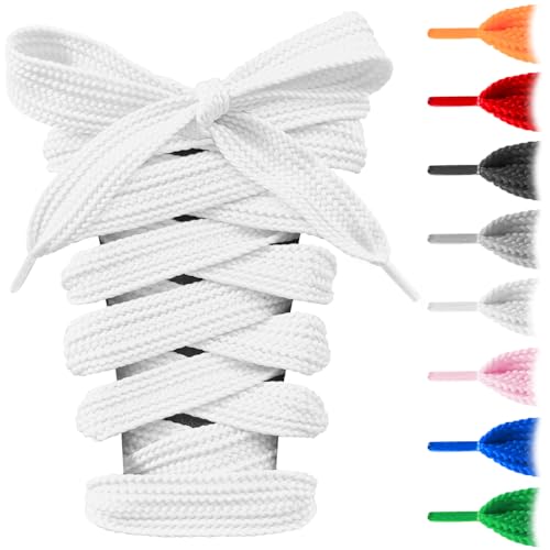 UamGlsob 2 Pairs 16MM Fat Shoe Laces for Sneakers, 5/8" Wide Thick Jumbo Chunky Shoelaces Replacement Strings (White, 54"/140cm) - Image 1