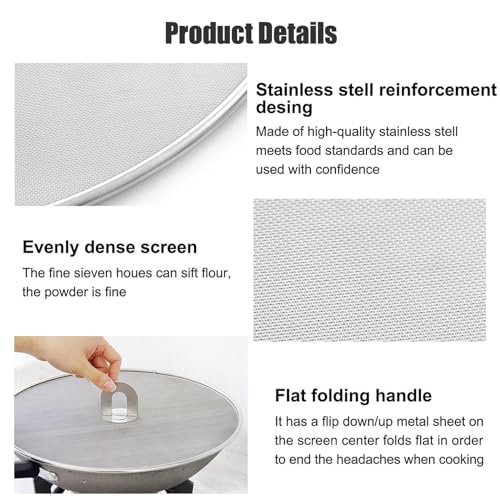 Handook Splatter Screen for Cooking - Stainless Steel Grease Splatter Guard for Frying Pan, No Cooking Oil Mess No Burns, Ultra Fine Mesh Lids Set of 3(10", 11.5", 13") - Image 4