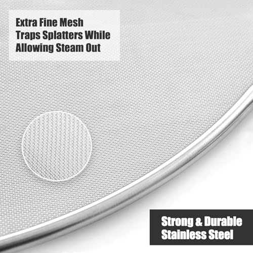 Handook Splatter Screen for Cooking - Stainless Steel Grease Splatter Guard for Frying Pan, No Cooking Oil Mess No Burns, Ultra Fine Mesh Lids Set of 3(10", 11.5", 13") - Image 5