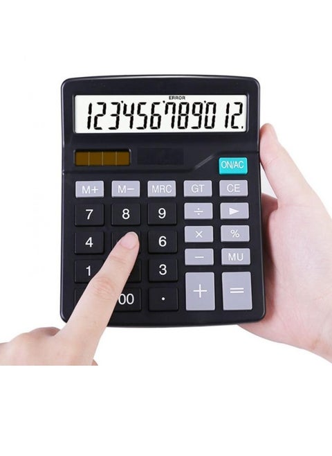 12 Digits Desk Calculator with Large Key Buttons Calculator For Office School Home (Black-Style-2)