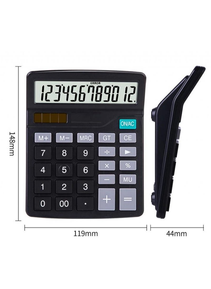 AIWANTO 12 Digits Desk Calculator with Large Key Buttons Calculator For Office School Home (Black-Style-2)  - Image 2
