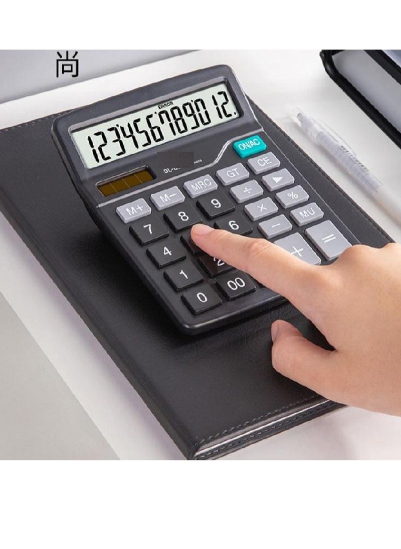 AIWANTO 12 Digits Desk Calculator with Large Key Buttons Calculator For Office School Home (Black-Style-2)  - Image 3