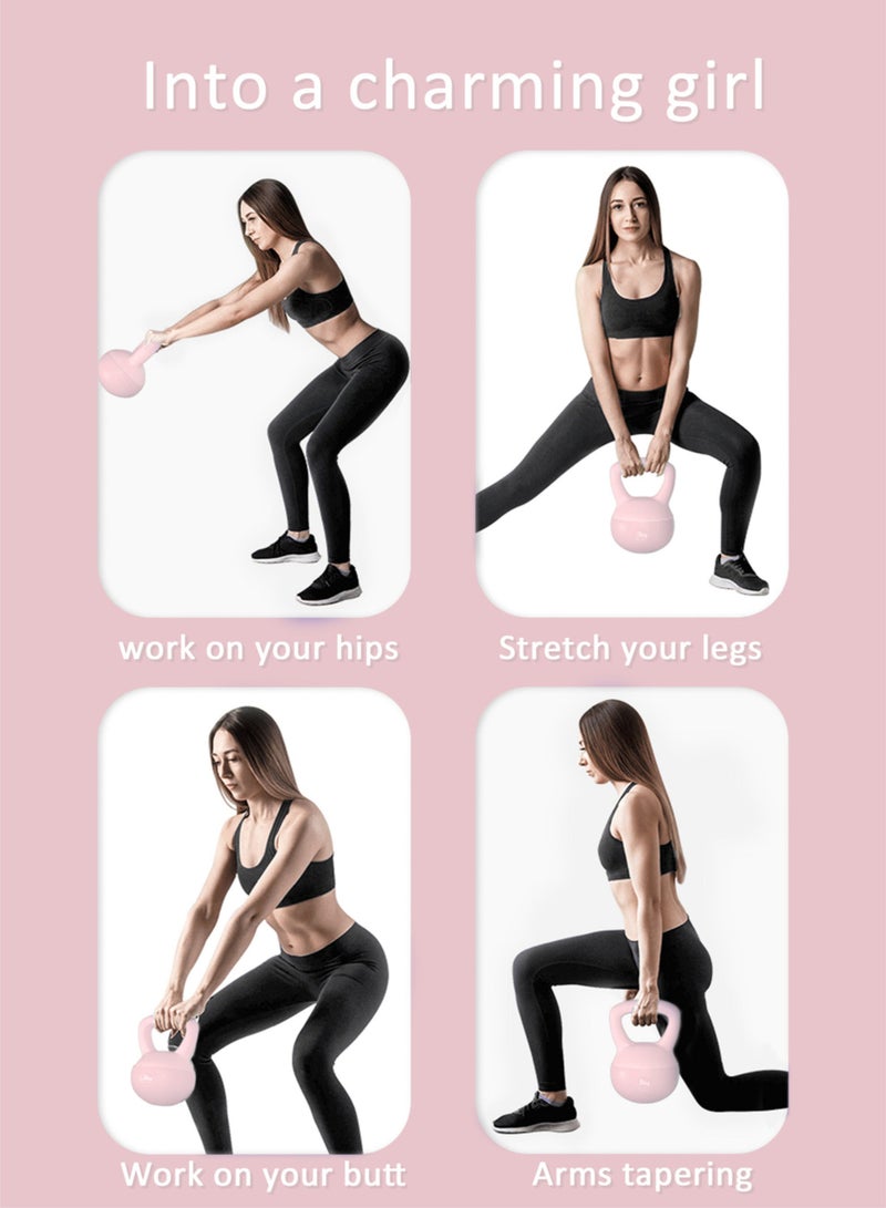 كيلا أوزان كيتل بيل الناعمة المصنوعة من مادة البولي فينيل كلوريد لتدريب القوة، كيتل بيل لرفع الأثقال وتدريب الجذع، تتوفر بوزن 4 كجم و6 كجم للاختيار من بينها - Image 3