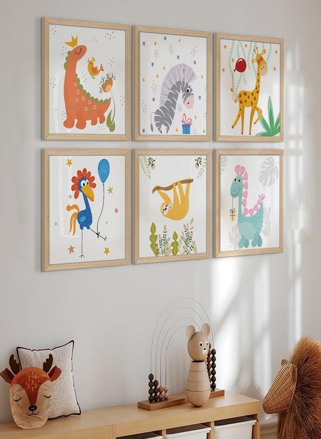 PAPER PLANE DESIGN Kids Room Decoration Framed Poster - Nursery Wall Art - Animals Theme Paintings For Boys and Girls Classroom Bedroom - Gift items for kids. Set Of 6 (10 x 10 Inch) (A3) - Image 2
