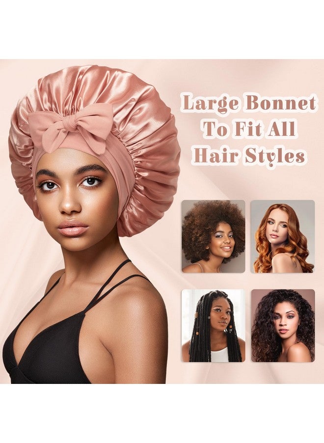 vidsel Bonnet With Tie Band Satin Bonnet Silk Bonnet For Sleeping Women Silk Hair Bonnet Reversible Double Layer Sleep Cap Bonnet For Curly Hair Braids - Image 5