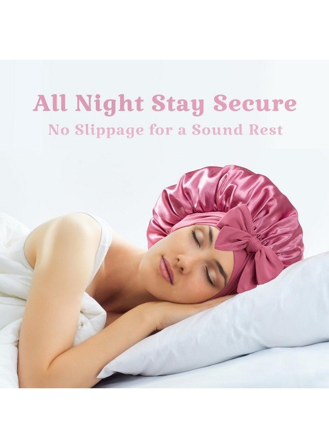 vidsel Bonnet With Tie Band Satin Bonnet Silk Bonnet For Sleeping Women Silk Hair Bonnet Reversible Double Layer Sleep Cap Bonnet For Curly Hair Braids - Image 4