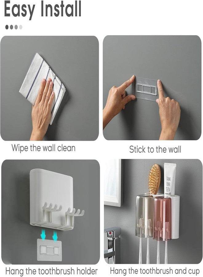 WEZOSHINET Wall Mounted Toothbrush Holder for Bathroom - Stickable Brush Stand with Cover Tooth Brush & Paste Holder for Bathroom (2 Cups Toothbrush Holder) - Image 4