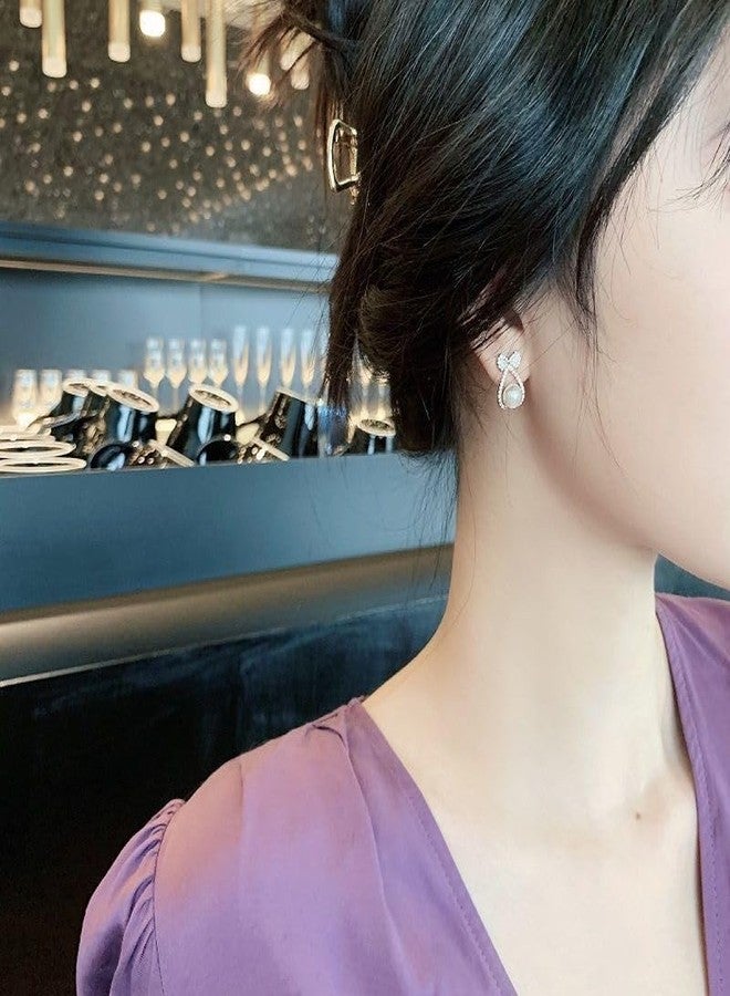 AMAAL Bow Korean Drop Earrings set for Women Girls Ladies | Western Crystal Earing AD American Diamond | Stylish Ear Rings Jewellery for woman | Valentine Gift for Girlfriend couple -333 - Image 2