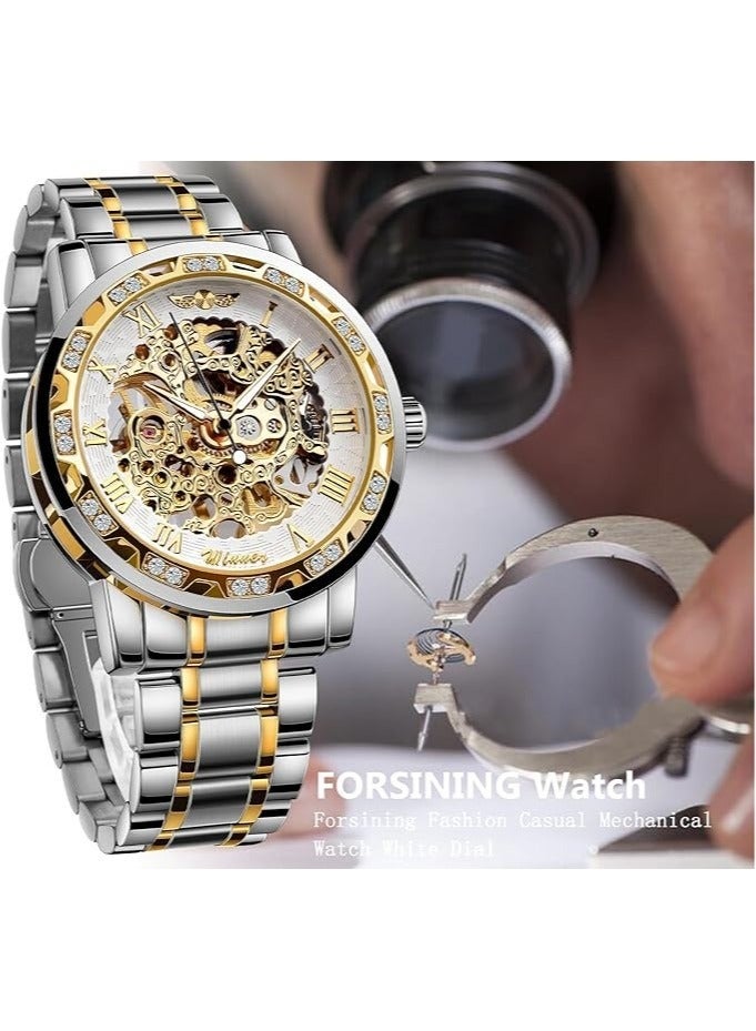 وينر ساعات رجالية ساعة يد أوتوماتيكية ميكانيكية فاخرة من الفولاذ المقاوم للصدأ مضيئة مقاومة للماء 8012 RGWT - Image 3