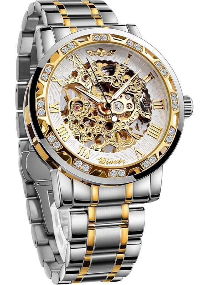 وينر ساعات رجالية ساعة يد أوتوماتيكية ميكانيكية فاخرة من الفولاذ المقاوم للصدأ مضيئة مقاومة للماء 8012 RGWT - Image 1