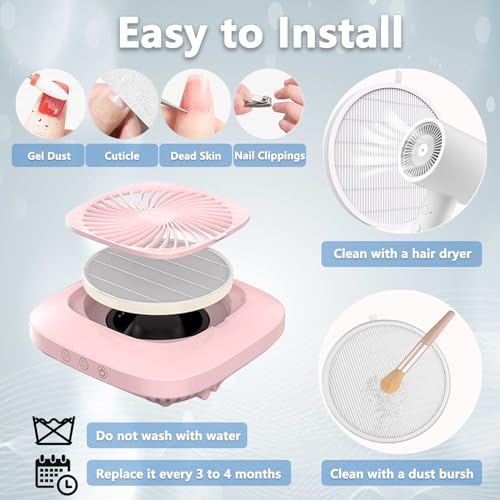Mecefeno Nail Dust Collector Filter, Replacement Filters Compatible with MelodySusie Nail Dust Collectors Models SPro/XC320J Reusable Dust Filter for Nail Dust Vacuum Machine, Nail Salon, Home Use - 2 pack - Image 5