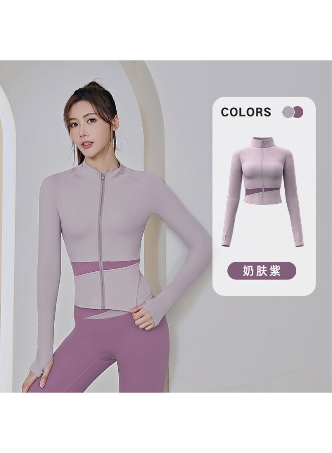 Women's Yoga Suit  Style Pullover Training Fitness Top Morning Running Quick Dry Sport Color Block Long Sleeve Jacket - Image 1