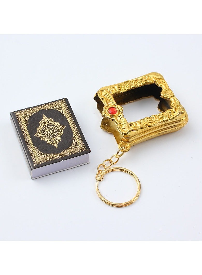 Generic Mini Quran Keychain, Mini Islamic Key Chain for Women Men, Handbag Pendant Wallet Key Ring, Muslim Key Holder Accessories-Golden and silver for choice  - Image 3