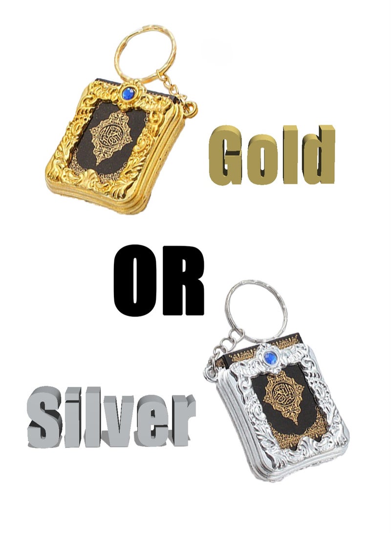 Generic Mini Quran Keychain, Mini Islamic Key Chain for Women Men, Handbag Pendant Wallet Key Ring, Muslim Key Holder Accessories-Golden and silver for choice  - Image 1
