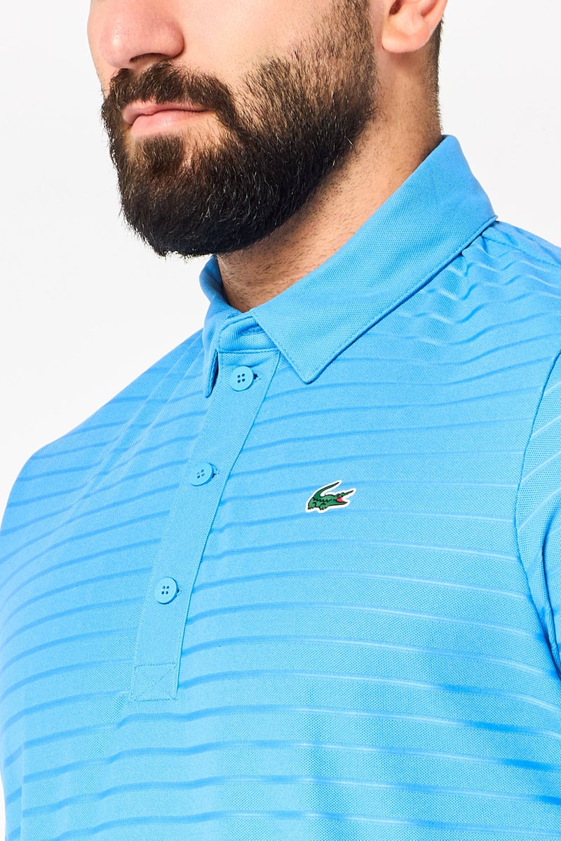 LACOSTE Men Regular Fit Short Sleeve Outdoor Polo Shirt, Blue - Image 3
