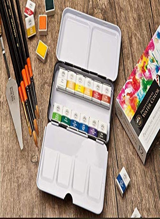 MUNGYO Professional Watercolor Set, Tin Case, 12 Count - Image 3
