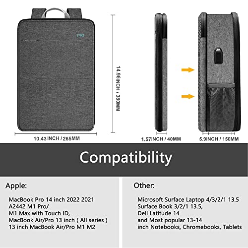 ZINZ Slim & Expandable Laptop Backpack Water Resistant Travel Backpack Compatible with MacBook Air/Pro 13-14 inch XPS 13 Surface 13.5" and Most 13-14 inch NoteBooks,G01BK01 - Image 2