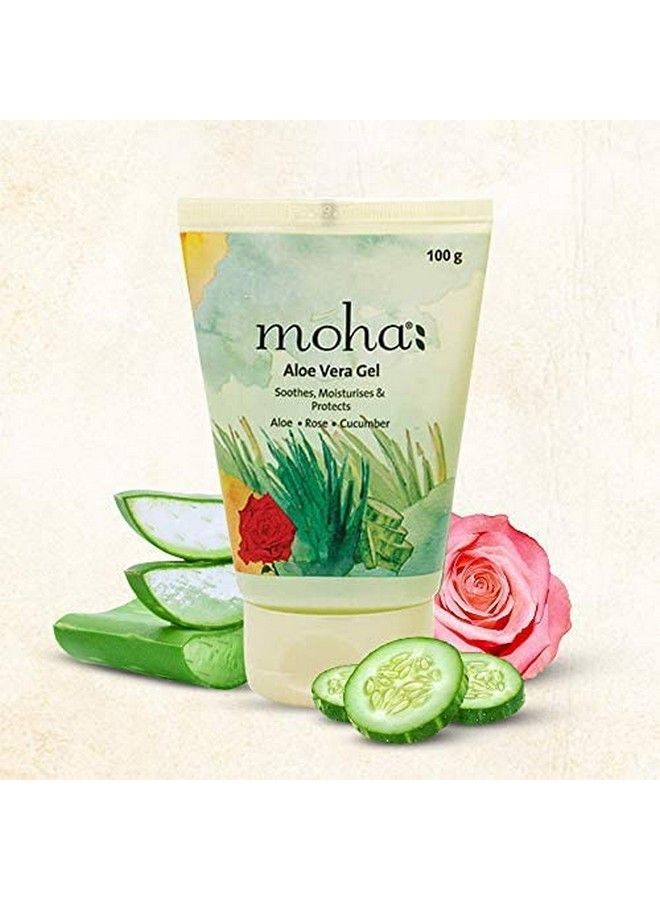 Moha: Aloe Vera Gel Enriched With Rose & Cucumber For Face & Skin; Pure & Natural Face Gel Helps In Healing Of Skin (100 Gram) - Image 5