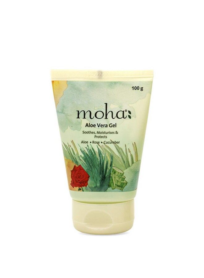 Moha: Aloe Vera Gel Enriched With Rose & Cucumber For Face & Skin; Pure & Natural Face Gel Helps In Healing Of Skin (100 Gram) - Image 2