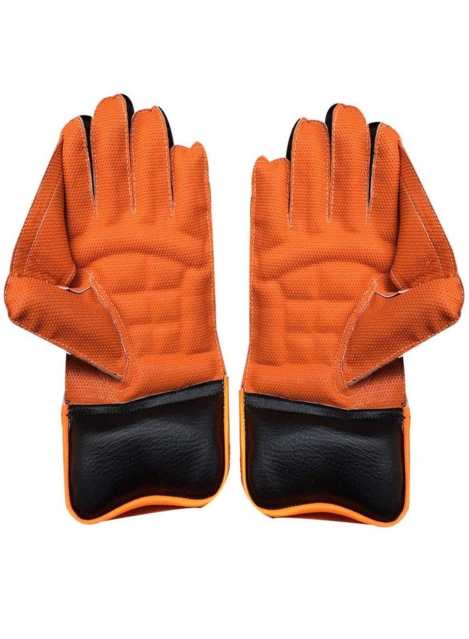 JetFire Leather, Rubber, Polyvinyl Chloride Ibex Practice Wicket Keeping Gloves Combo with Black Inner Gloves Wicket Keeping Gloves (Men, Orange, Black), Cricket - Image 5