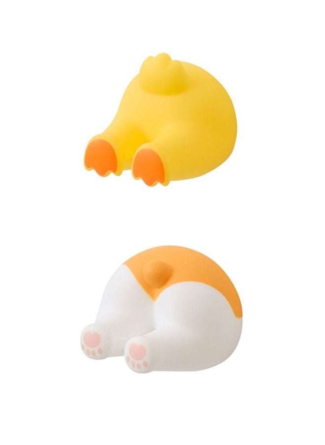 Generic 2Pcs Animal Tail Hook, Cable Holder, Washcloth Holder, Towel Hooks, Toothbrush Hooks, Key Holder, Wall Decoration, Bath Decoration (Corgi & Duckling)  - Image 1