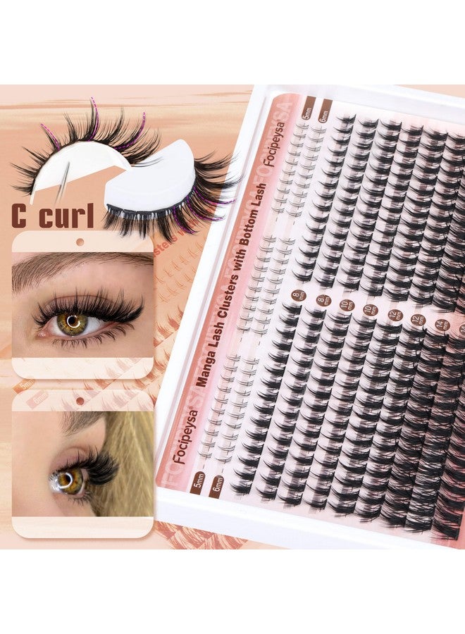Focipeysa Manga Lash Clusters Wispy Eyelash Extensions 330Pcs Anime Lashes Extension Natural Eyelash Clusters 8-16Mm Individual Eyelash Extension Bottom Lashes - Image 2
