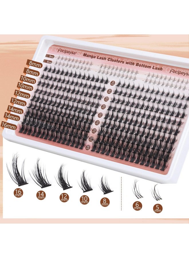 Focipeysa Manga Lash Clusters Wispy Eyelash Extensions 330Pcs Anime Lashes Extension Natural Eyelash Clusters 8-16Mm Individual Eyelash Extension Bottom Lashes - Image 4