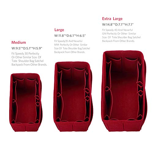 ZTUJO Felt Purse Organizer, Medium, Red (13 Pockets, Fits Speedy 25 & 30, Lightweight, Portable) - Image 2