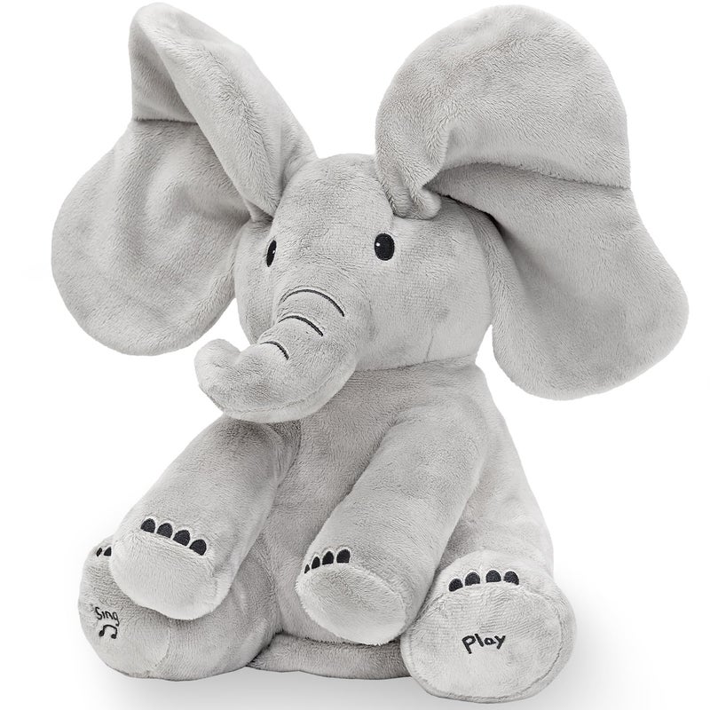 Tippi Peek a Boo Elephant Toy Interactive Singing Elephant Teddy with Flapping Ears for Newborn Baby Boys or Girls Peekaboo Soft Toy for Babies 012 Months - Image 2