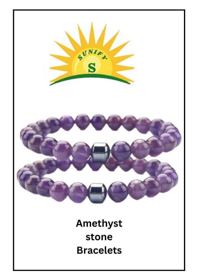 SUNIFY - Amethyst stone bracelet Handmade Stretch Strand Bracelets - Image 1