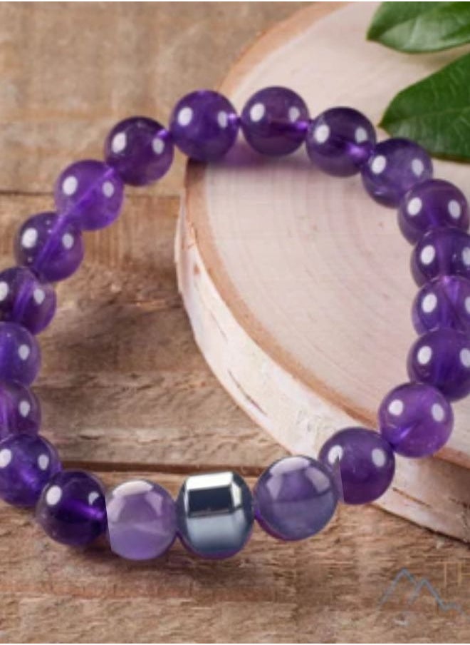 SUNIFY - Amethyst stone bracelet Handmade Stretch Strand Bracelets - Image 1