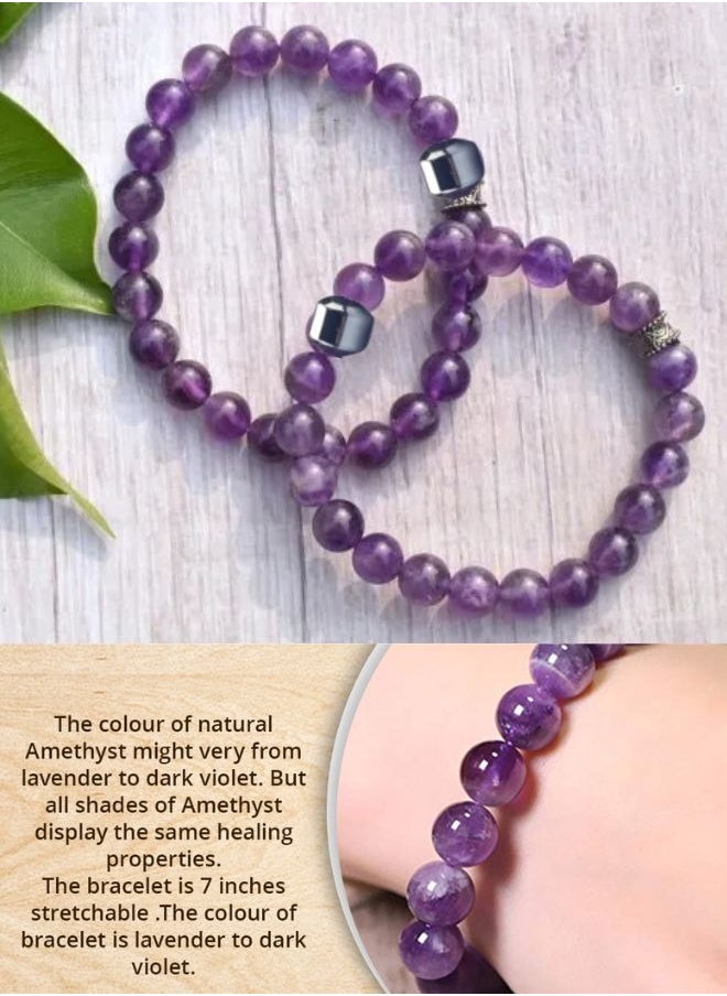 SUNIFY - Amethyst stone bracelet Handmade Stretch Strand Bracelets - Image 1