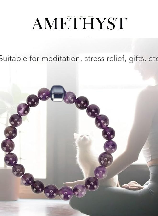 SUNIFY - Amethyst stone bracelet Handmade Stretch Strand Bracelets - Image 1