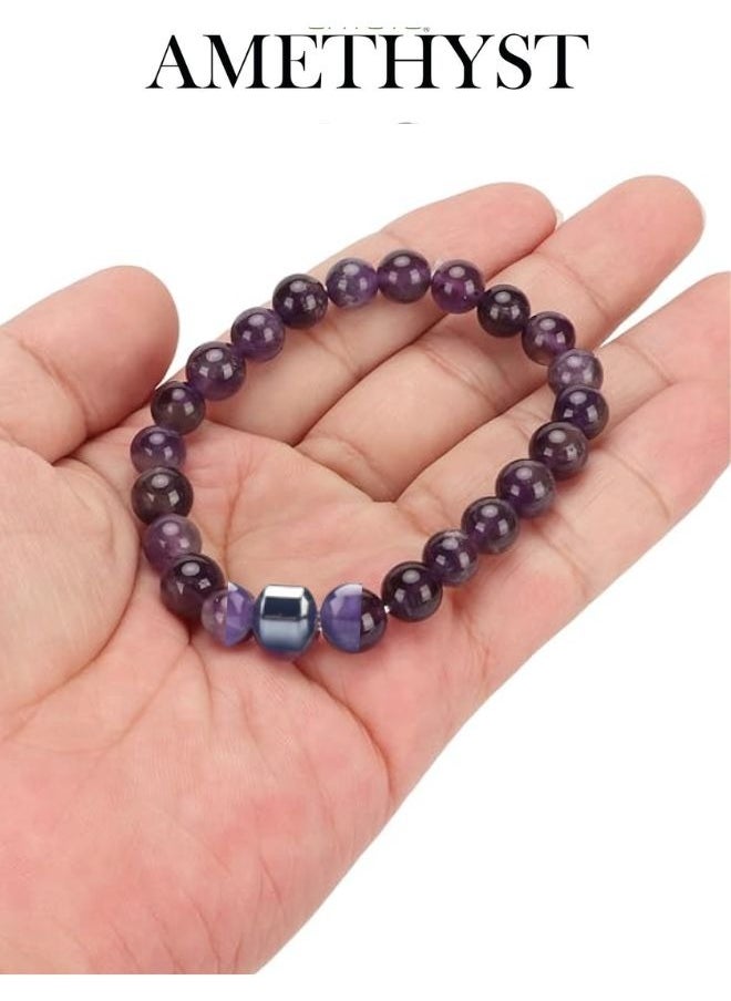 SUNIFY - Amethyst stone bracelet Handmade Stretch Strand Bracelets - Image 1