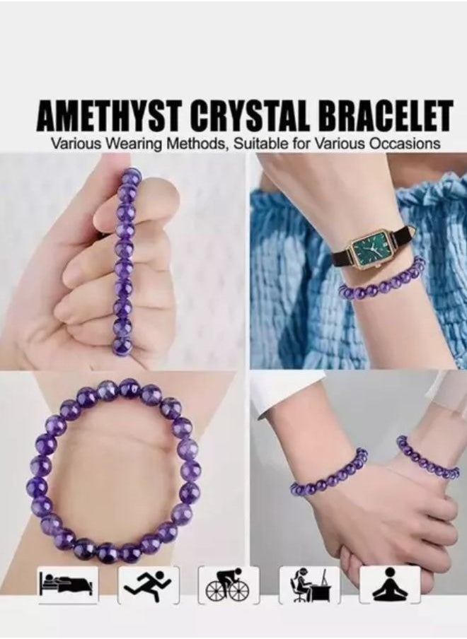 SUNIFY - Amethyst stone bracelet Handmade Stretch Strand Bracelets - Image 1