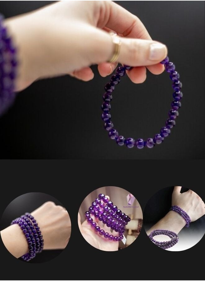 SUNIFY - Amethyst stone bracelet Handmade Stretch Strand Bracelets - Image 1