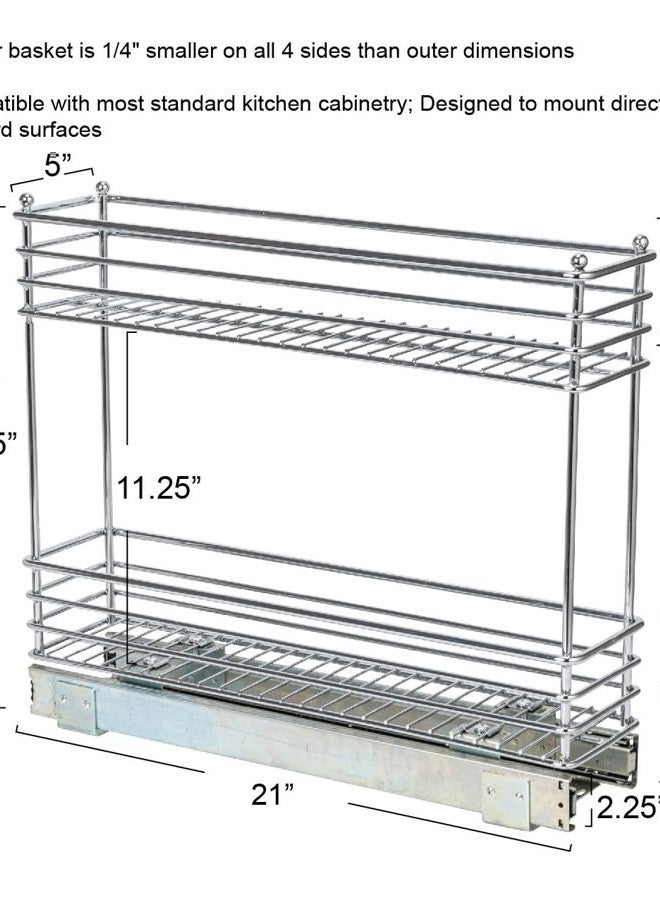 Household Essentials Glidez Narrow Sliding Organizer, 5", Chrome - Image 2