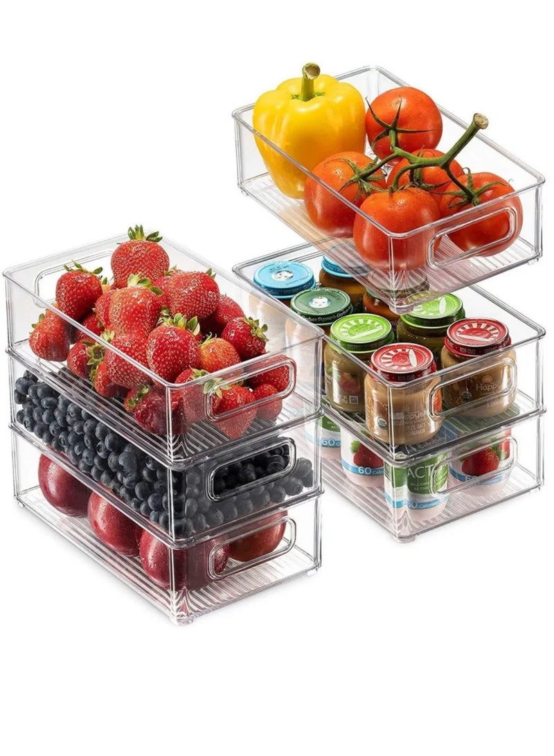 Premium Clear Set Of 6 Refrigerator Food Organizer Case and Drink Fruit Storage Bins  - Image 1