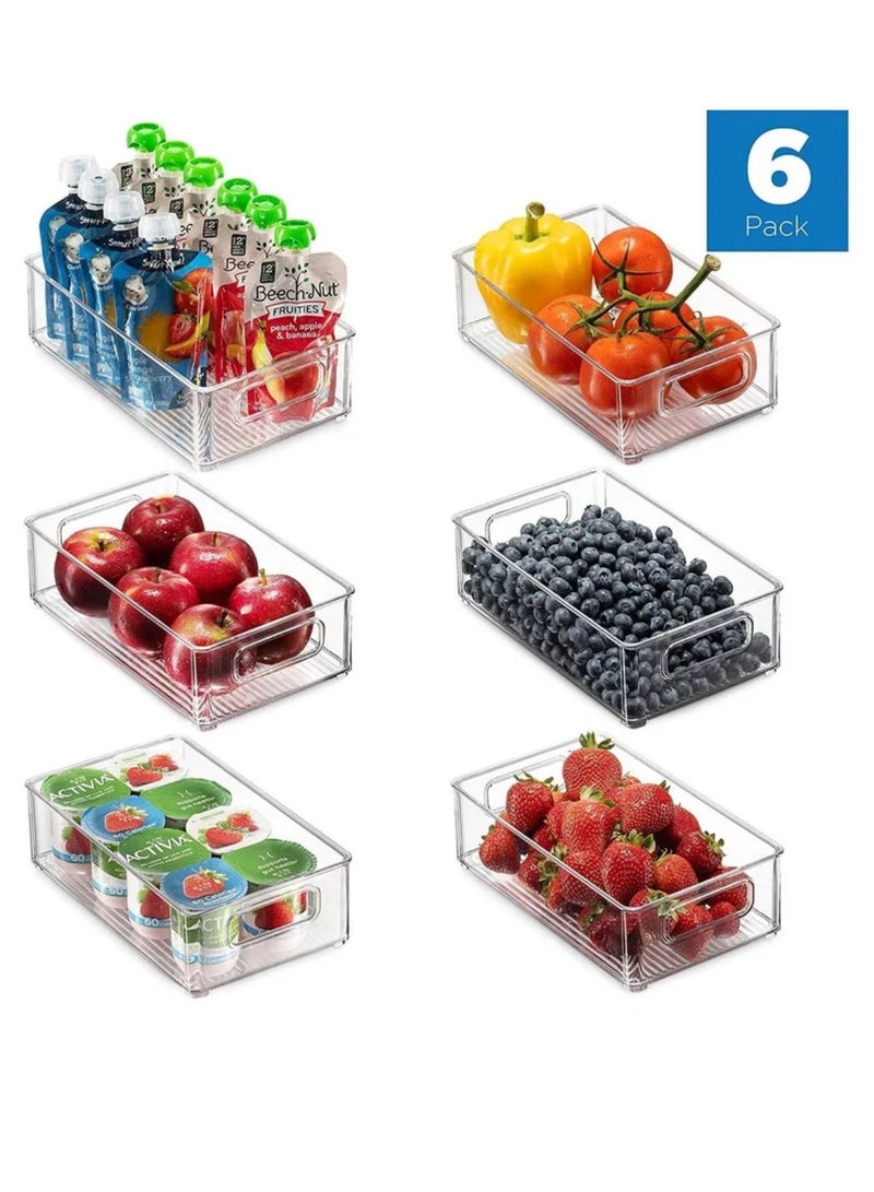 Premium Clear Set Of 6 Refrigerator Food Organizer Case and Drink Fruit Storage Bins  - Image 2