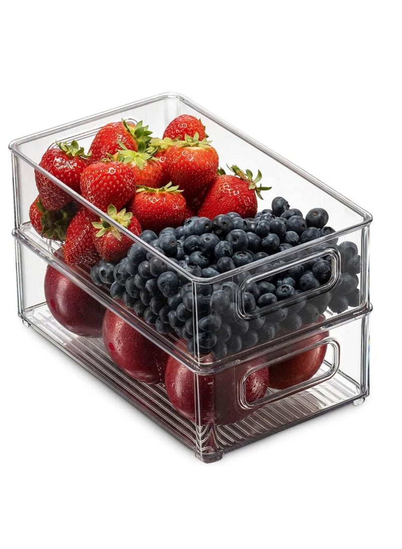 Premium Clear Set Of 6 Refrigerator Food Organizer Case and Drink Fruit Storage Bins  - Image 3