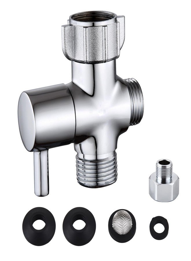 YRDL Bidet T Adapter, Brass T Adapter with Shut-off Valve, 3-way Tee Connector 7/8" x 7/8" x G1/2, Leak-Free Chrome Metal T Valve Adapter for Toilet Bidet Sprayer… - Image 1