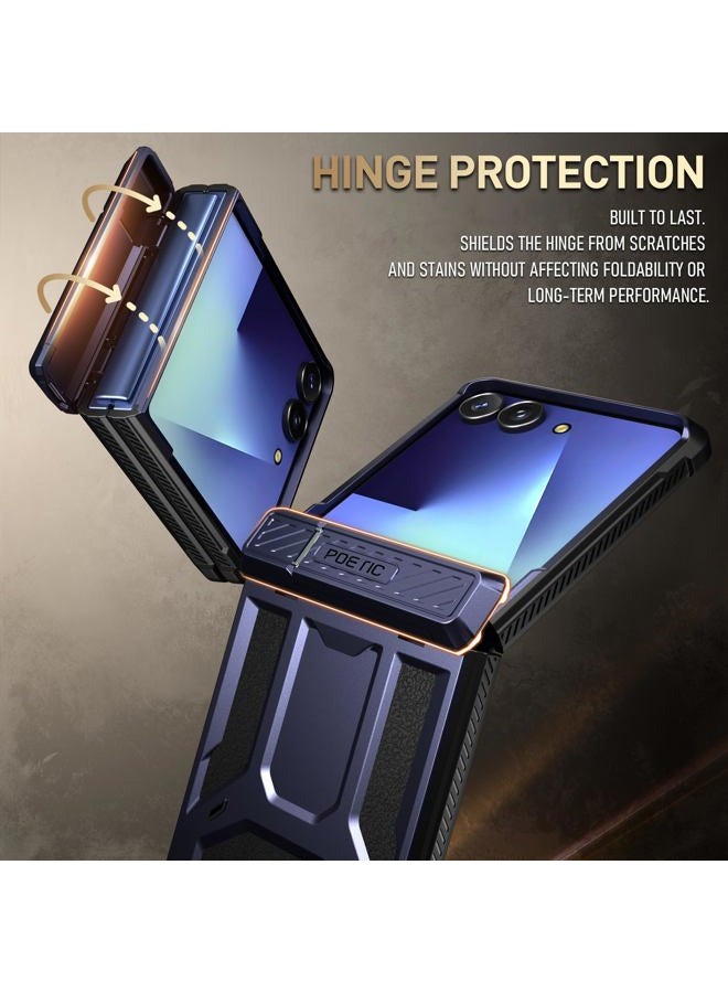 POETIC Spartan for Samsung Galaxy Z Flip 7 Case, [Kickstand] [Hinge Protection] [20FT Mil-Grade Drop Tested], Full-Body Rugged Shockproof Protective Phone Cover for Galaxy Z Flip7, Midnight Blue - Image 5
