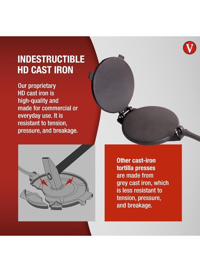 Victoria Victoria Cast Iron Tortilla Press and Pataconera, Original Made in Colombia, Seasoned 8"  - Image 3