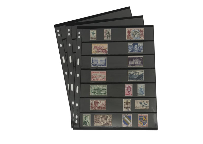 PCCB MINGT 10Pcs Standard 9Hole DoubleSided Album Inner Sheets Card Stamp Banknote Collection Album Inserts Pages For Coin Collecting And Supplies Black 7 Pockets - Image 2