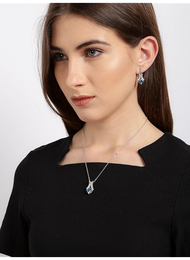 YELLOW CHIMES Crystals From Vivacious Blue Crystal Pendant Set For Women And Girls - Image 2